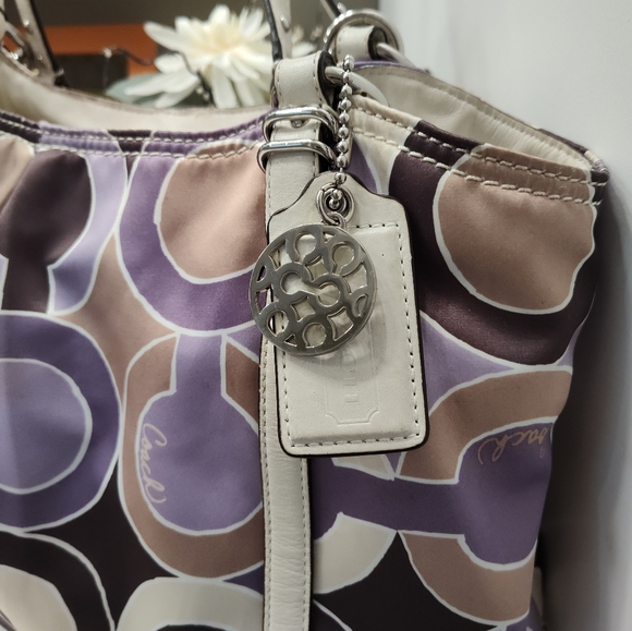 🥰 Vintage Y2K EUC COACH ALEXANDRA OUTLINE OPT ART POPPY TOTE BAG - Picture 8 of 16